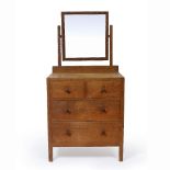 Heals dressing table, circa 1920, oak plaque to inside of one drawer 69cm wide x 140cm high