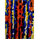 William Gear (1915-1997) 'Orange Verticals' mixed media signed and dated September 1961 79cm x 56cm