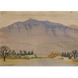 Elizabeth Fields (20th Century School) 'Mountain landscape' limited edition woodblock print signed