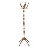 Late 20th Century hat and coat stand, oak 176cm high