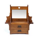 Arts and Crafts style dressing table mirror with decorative inlay, oak 58cm wide x 57cm high x