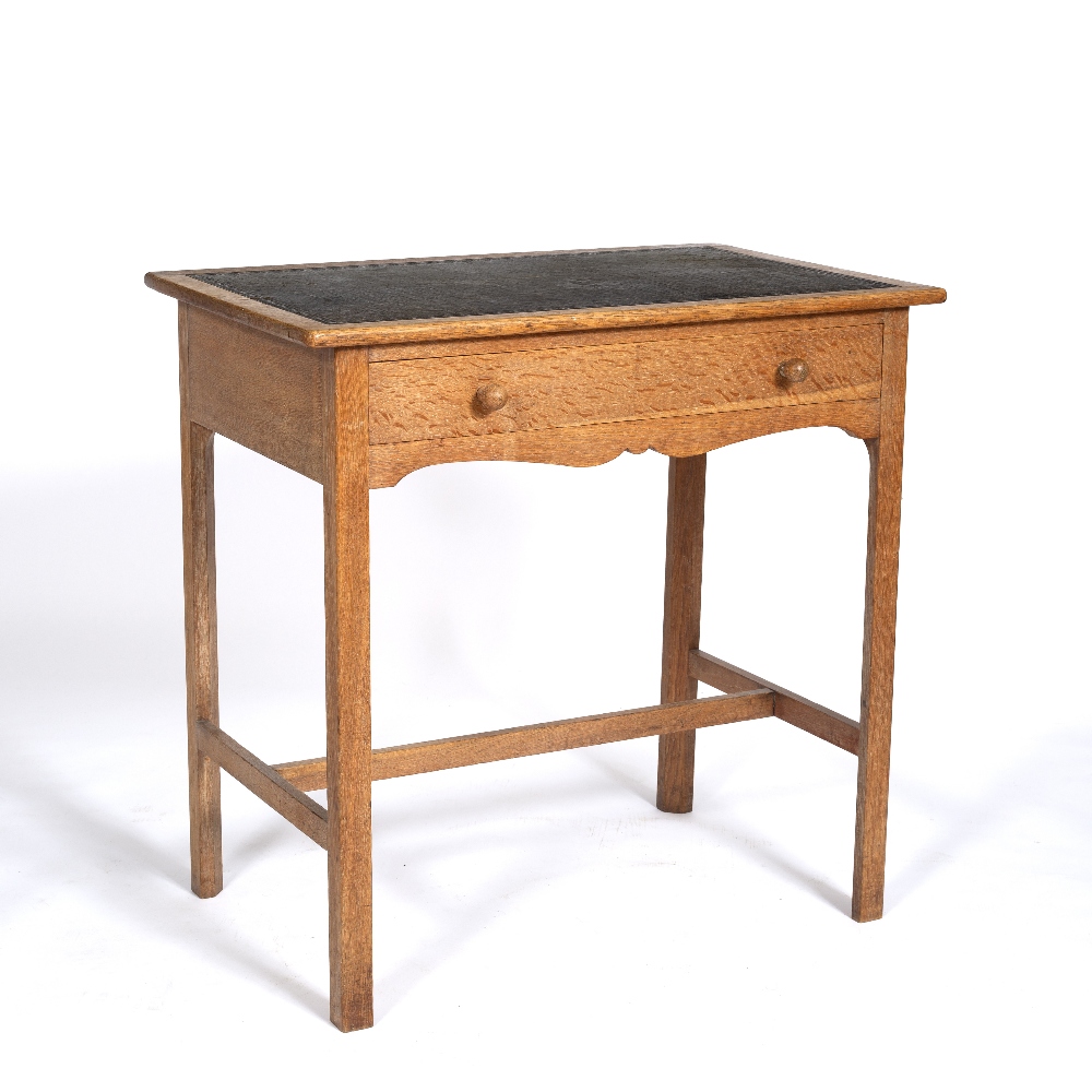 Attributed to Heals desk or side table, fitted with single frieze drawer, oak 76cm wide x 74cm