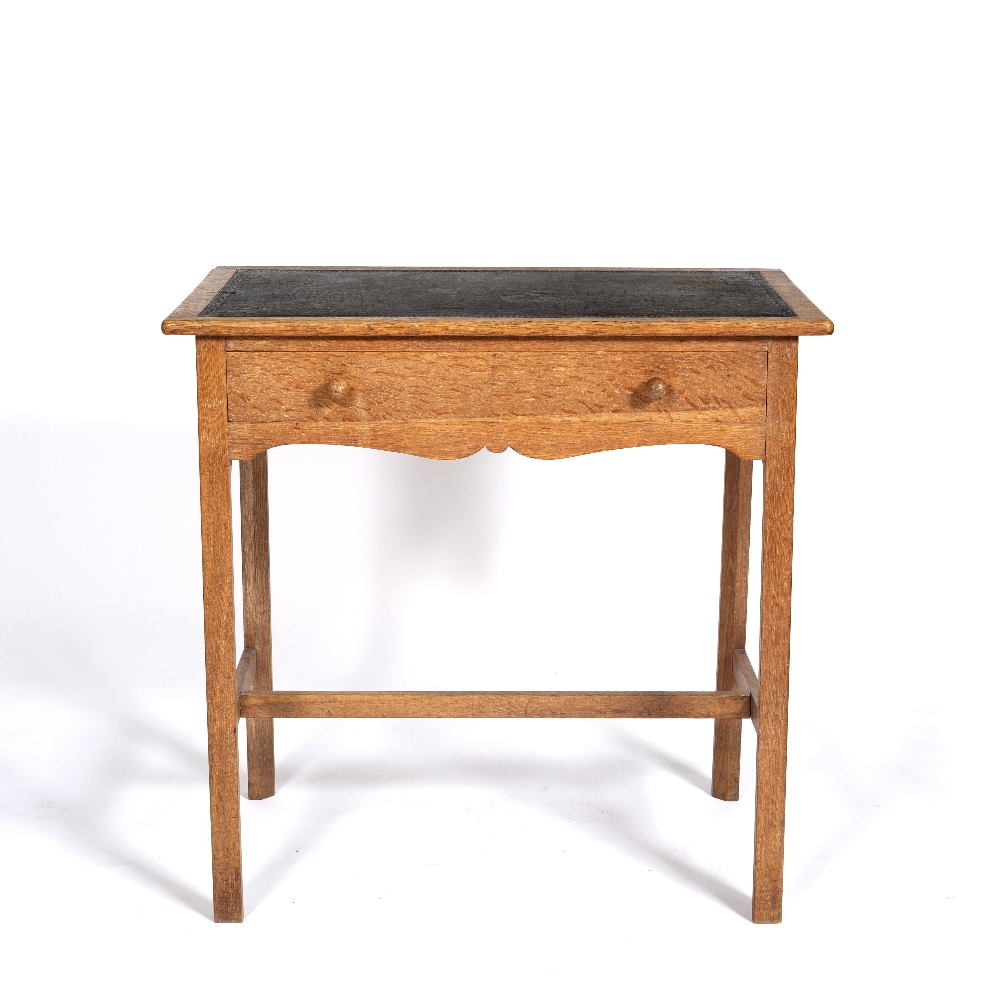 Attributed to Heals desk or side table, fitted with single frieze drawer, oak 76cm wide x 74cm - Image 2 of 2