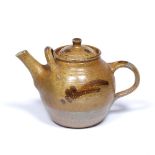 Ray Finch (1914-2012) for Winchcombe Pottery medium salt glazed teapot impressed seal mark 18cm