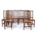 Designed by Edward Barnsley (1900-1987) set of eight chairs, oak 94cm high Note: Commissioned in