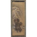 Mori Sosen (Japanese 1747 -1821)Monkeys in snow, hanging scroll, ink on silk91cm x 32cm