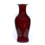 Large sang de boeuf baluster vase Chinese, 19th Century with deep red glaze all round terminating in