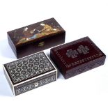 Three Eastern style boxes Islamic, 20th Century first decorated to the centre depicting a women