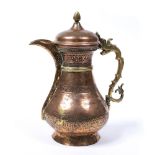 Islamic ewer Iran, 19th Century engraved with band of arabesques 32.5cm high