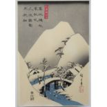 Utagawa Hiroshige ( 1797-1858) 'Snowy mountain' Japanese, woodblock print, circa 1900, unframed 40cm