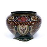Cloisonne jardiniere Japanese, circa 1890 round on a scalloped trefoil foot, intricately decorated