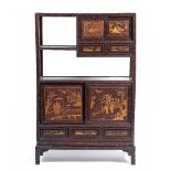 Hardwood cabinet on stand Chinese, late 19th/early 20th Century with simulated bamboo sides and