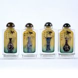 Cased set of four snuff bottles Chinese, 20th Century inside painted depicting famous Chinese