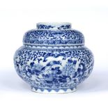 Large blue and white ovoid vase Chinese, 19th Century on stepped form with Indian lotus to the rim