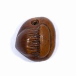 Wood netsuke of two chestnuts Japanese, Edo period unsigned