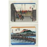 Hiroshige Ando (1797-1858) Japanese, 20th Century two woodblock prints measures 17cm x 22cm each and