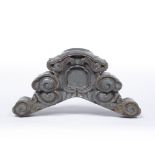 Glazed pottery roof tile Japanese, circa 1900 of arched form with cloud scroll designs 52cm