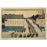 Utagawa Hiroshige II Japanese, mid 19th Century ''View of Kasumigaseki'' and ''Nihonbashi and