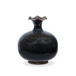 Hare's fur ovoid vase with wavy rim Chinese, Song style with unglazed foot rim 14.5cm high