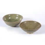 Two celadon Fujian bowls Chinese, Southern Song (1127-1279) each with combed and incised