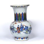 Famille verte baluster vase Chinese,19th Century of baluster form, painted with scholars in a garden