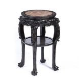 Hardwood urn stand Chinese, late 19th/early 20th Century inset marble top and carved overall