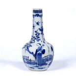 Blue and white bottle vase Chinese, 19th Century painted with views of 'Long Eliza' in a terraced