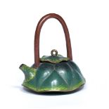 Cloisonne lotus blossom-form teapot Chinese, 19th Century modelled with overlapping petals, with