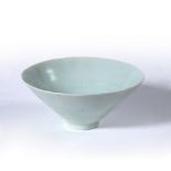 Celadon bowl Chinese, Song Longquan of conical form, with incised decoration to the inside depicting