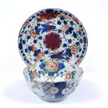 Imari charger Chinese, 18th Century with iron red colouring on an underglaze blue depicting lotus,