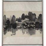 Hu Peiheng (1892 - 1962) Spring Rain, hanging scroll, ink on paper 49cm x 75cm