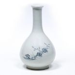 White glazed pear shaped bottle vase Japanese, Edo period tapered neck with inverted rim, the body