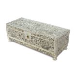 Canton carved ivory rectangular box Chinese, 19th Century intricately carved all over with