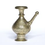 Mughal lota/ewer Indian, 19th Century the lower body engraved with rope twist design, the upper body