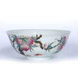 Famille rose enamelled porcelain bowl Chinese, Hongxian period decorated with flowering and fruiting