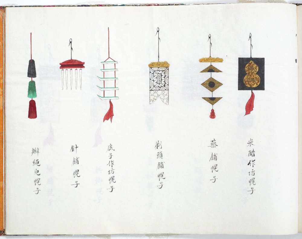 Cloth bound album Chinese containing two books of hand drawn watercolours produced by Peiyang Press, - Image 5 of 10