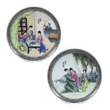 Pair of porcelain plates Chinese, Republic Period (1912 - 1949) decorated in poly chrome to the