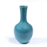 Porcelain bottle vase Chinese, mid 19th Century decorated with a duck egg blue mottled glaze 16cm