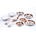 Hong Kong porcelain set Chinese to include three rice spoons, three plates, two bowls and two