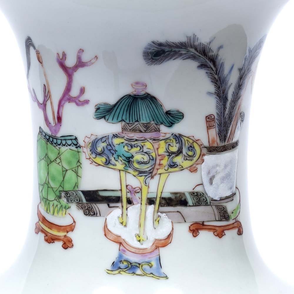 Polychrome enamelled vase Chinese, 19th Century painted with a stag hunting scene 45cm high - Image 8 of 8