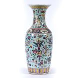 Large Canton turquoise ground vase Chinese, late 19th Century painted with '100 antiques' 63cm high