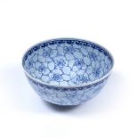 Blue and white porcelain bowl Chinese decorated both on exterior and interior with an all over