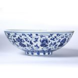 Blue and white shallow bowl Chinese, Xuande mark and period (1425-1435) decorated with eight