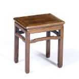 Hardwood rectangular stool Chinese, Ming style with humpbacked stretchers 40cm across x 30cm deep