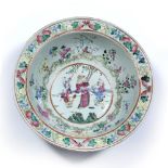 Canton punch bowl Chinese, late 19th/early 20th Century with a central painted garden scene within