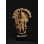 Sandstone carving Nagaraja Indian, possibly Kushan period 2nd Century the standing figure with snake