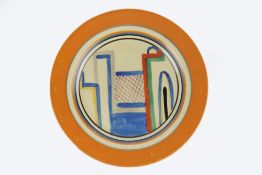 Clarice Cliff (1899-1972) 'Tennis' pattern dish, circa 1930, Bizarre painted marks 17.5cm overall