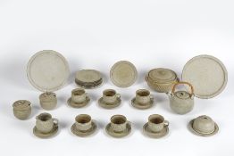 Sally Dawson (1927-2017) studio pottery tea or coffee set, to include, teapot, cups and saucers,