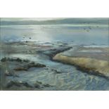 Phil Bazeley (British, 20th Century) 'Birds over water' pastel, signed in pencil lower left 21cm