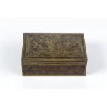 Erhard & Söhne German, Art Nouveau wooden and brass lined box, stamped to the underside, initial